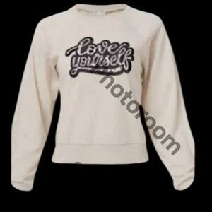 VENUS Womens Love Yourself Sweatshirts, Off White, Size Large, New with bag
